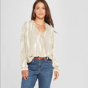 Tie Dye Faux Wrap Blouse